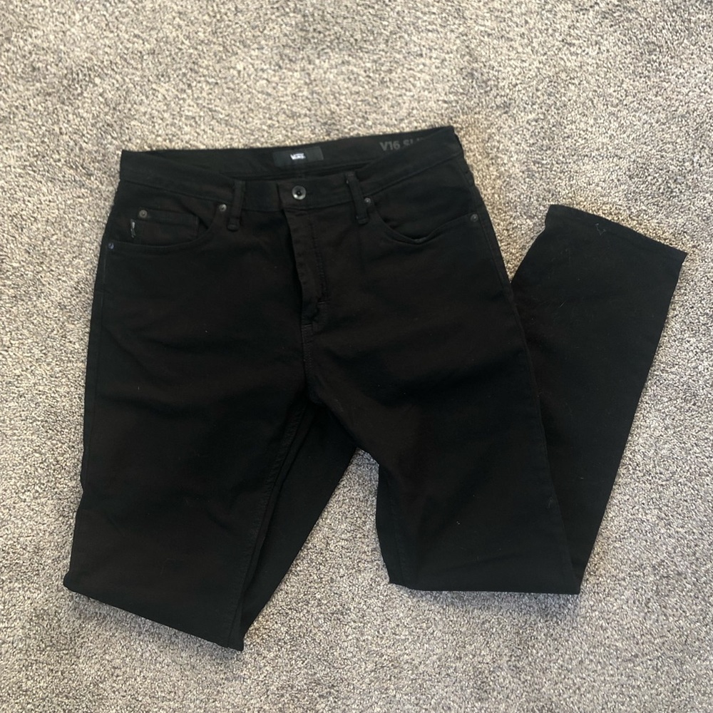 Men’s Vans slim fit black denim pants, never worn